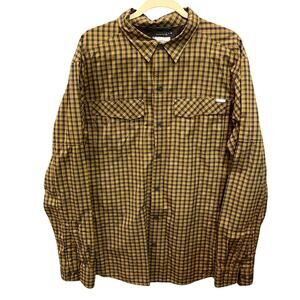 Columbia Omni Shade Shirt - Mens XL -Vented -Khaki Brown Black Plaid-Roll Sleeve